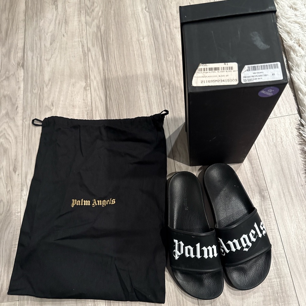 Palm Angels Pool Slider Black white 41